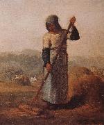 The woman Harrow hay Jean Francois Millet